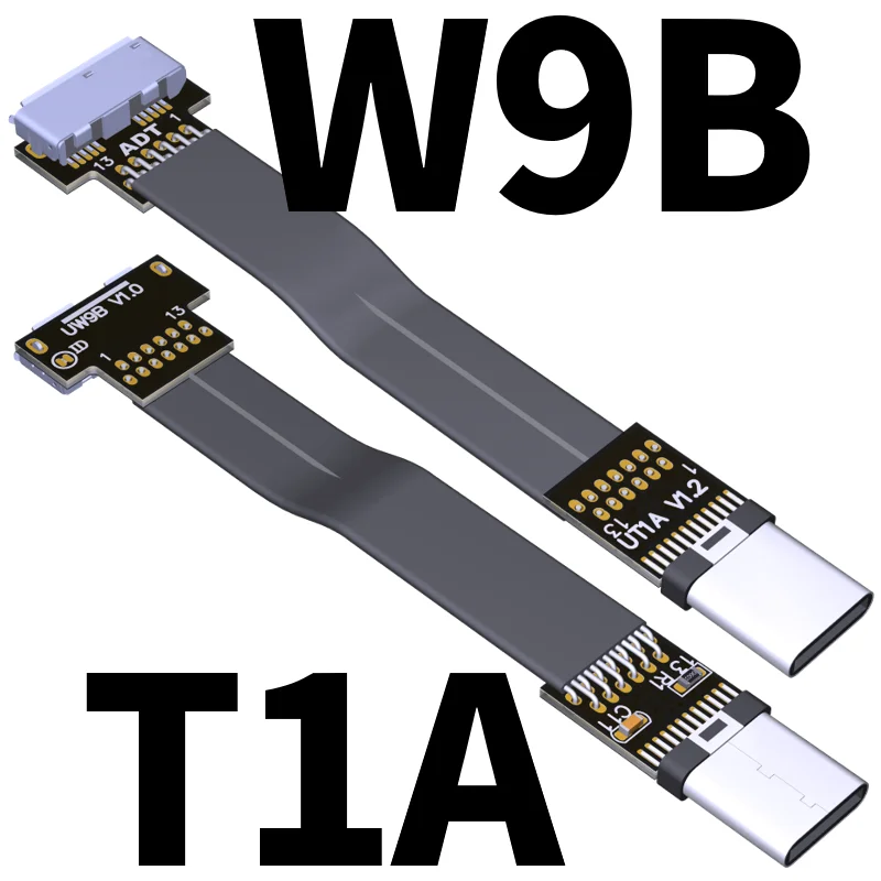 Cable FPC plano corto FPV cinta delgada Micro USB 3,0 90 grados macho a USB-C macho USB-C enchufe hembra para sincronización de carga