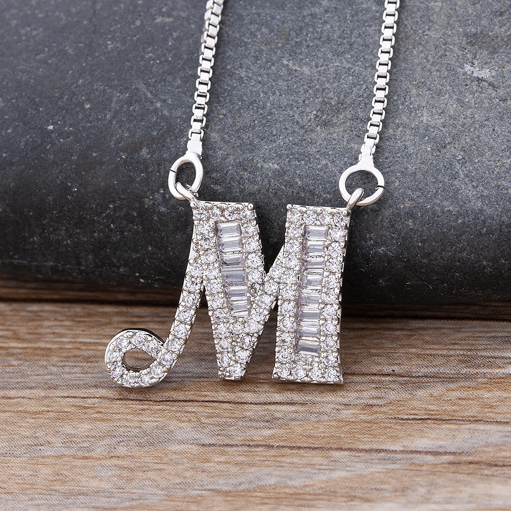 26 buchstaben A-Z Alphabet Kette Anhänger Halsketten Für Frauen Kupfer Zirkon Hüfte Hop Name Schmuck Feinen Party Hochzeit Geburtstag Geschenk