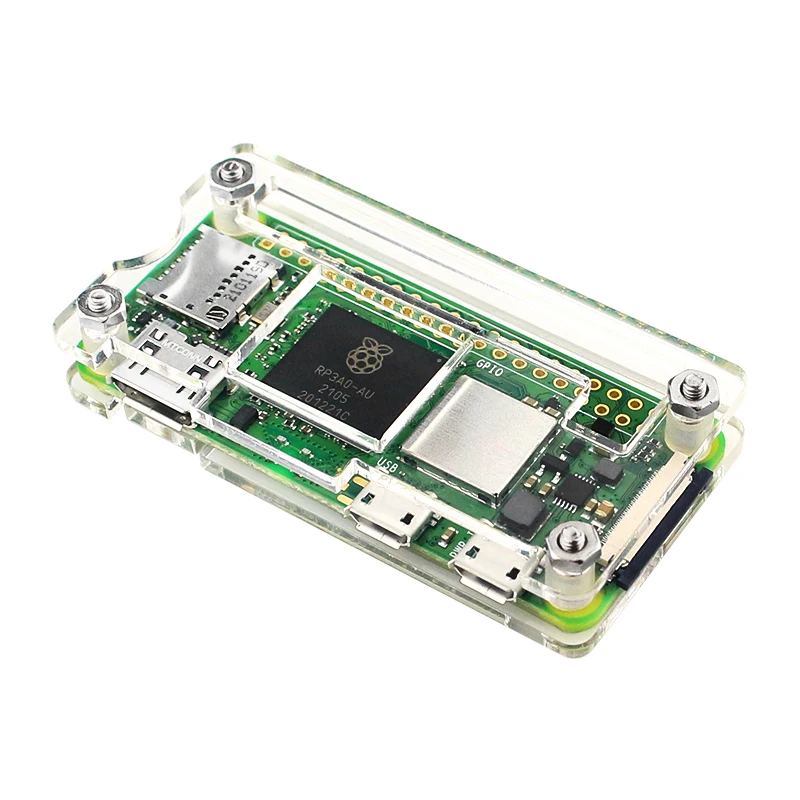 Raspberry Pi Zero 2 W Acrylic Case Transparent Shell with Aluminum Heat Sink for Raspberry Pi Zero 2W