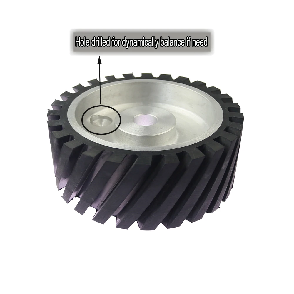 200*75mm Serrated Rubber Contact Wheel Dynamically Balanced Belt Grinder Backstand Idler Wheel