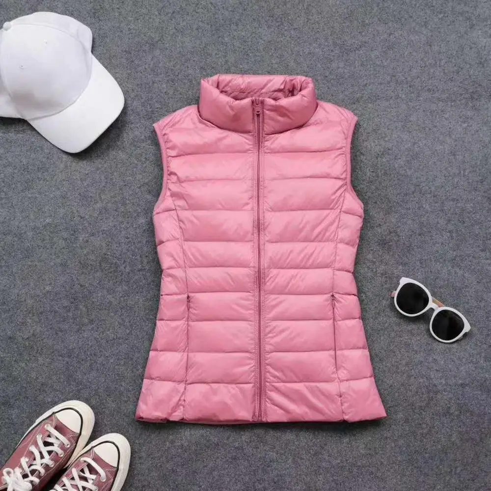 Gilet en duvet de résines blanches pour femme, veste ultra légère, gilet doux et chaud, manteau mince portable, printemps et automne, 90%, 600