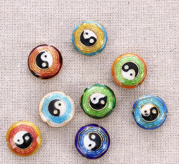 

Favorite Gemstone DIY Jewelry Multicolor Cloisonne Yin Yang Eight Diagrama Beads Handmde Accessory Wholesale Perfect Women Gift