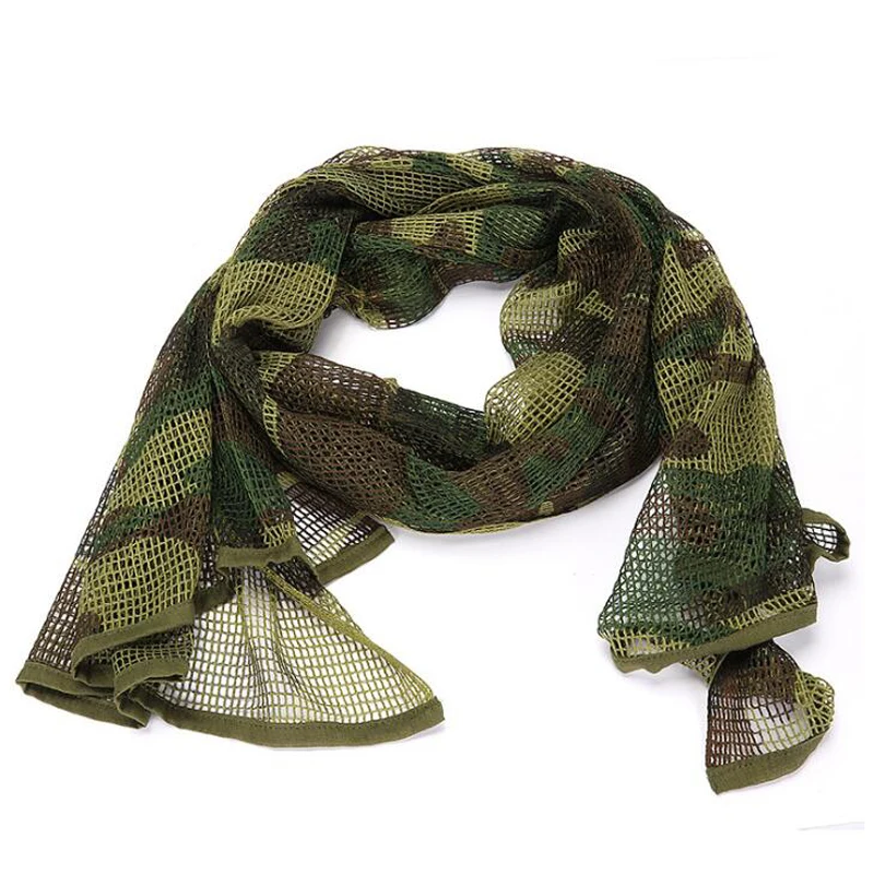 Men\'s 190*90cm Tactical Military KeffIyeh Net Mesh Neck Scarf Scrim Veil Shemagh Head Wrap Face Scarf Bandana Outfit Headband