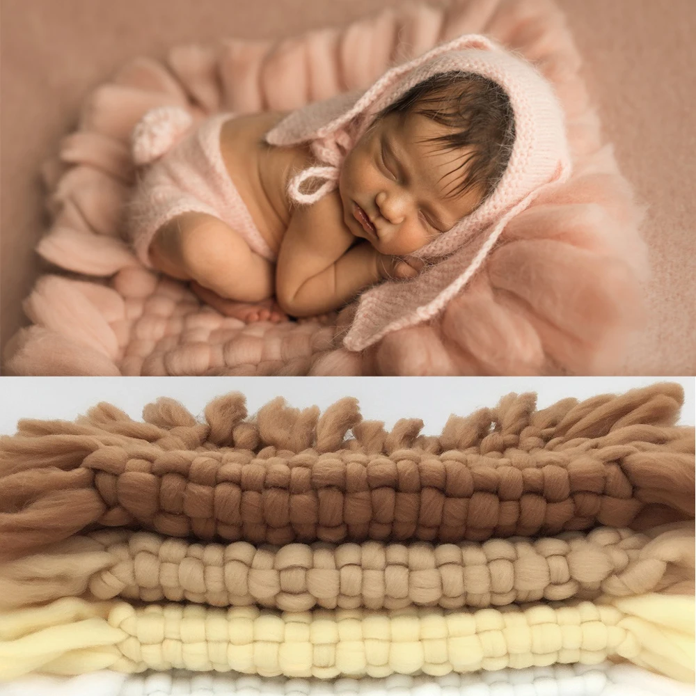 

Baby Photography Props Newborn Photo Shooting Blanket Weaving Thick Basket Filler Wool Blanket Infant Accessories Foto Studio