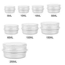 8 Size Refillable Round Aluminum Empty Cosmetic Pot Jar Tin Container Screw Lid DIY Lip Balm Nail Art Makeup Creams for Travel