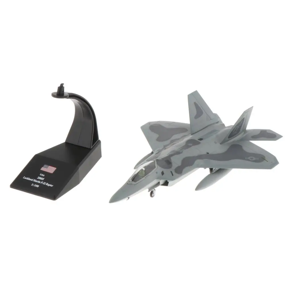 1:100 F-22 Fighter Raptor Metal Airplane Mode Aircraft For Collections Home Desk Top Decoor