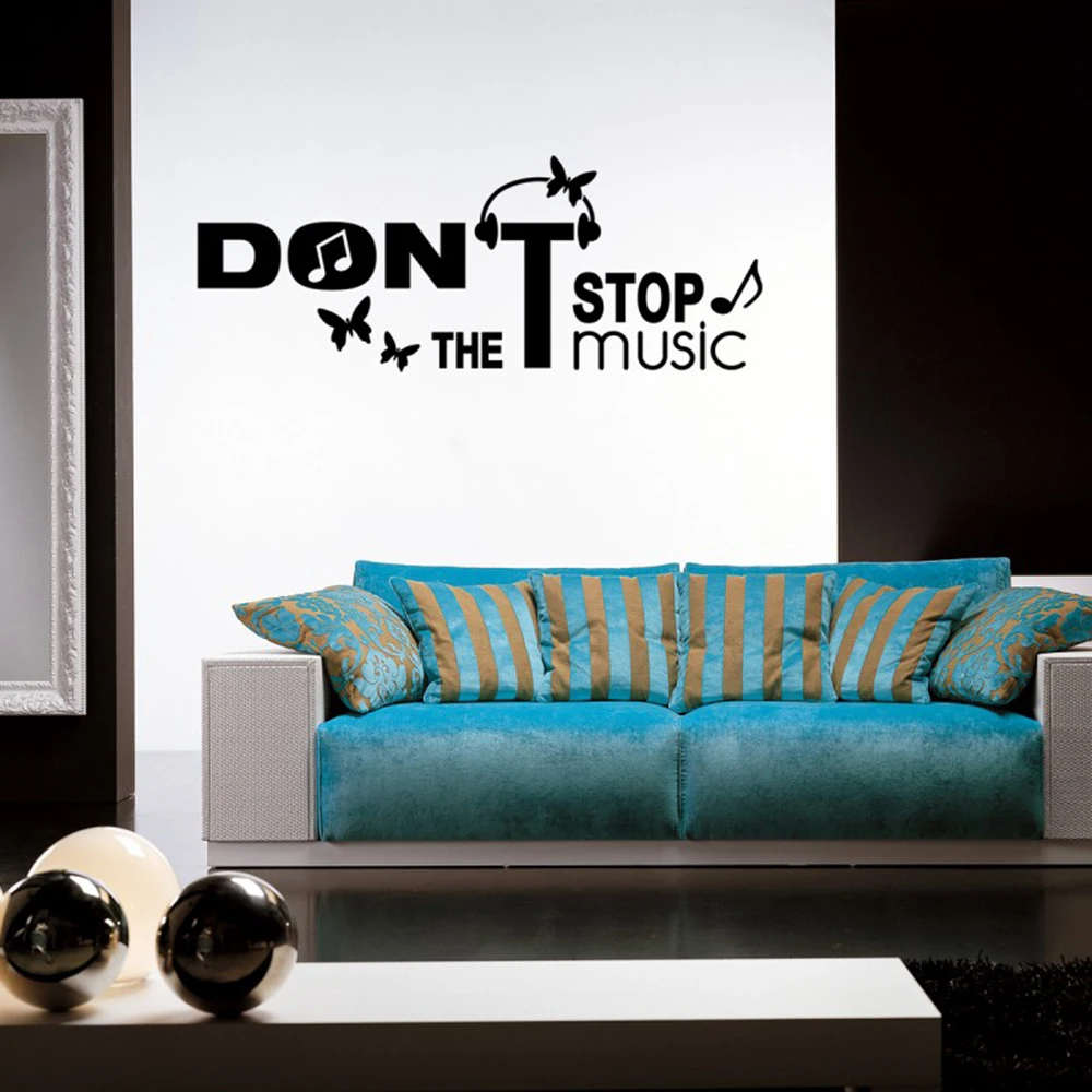 Do Not Stop The Music Butterfly Wall Decal Playroom Bedroom DJ Jazz  Band Headphone Wall Sticker Kids Room Vinyl Home Decor