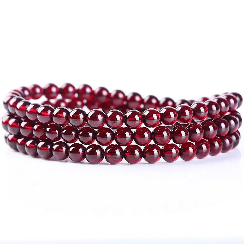 Imagem -04 - Red Garnet Rodada Pulseira de Contas para Homens e Mulheres Senhora Charme Clara Pulseira Voltas mm Aaaaaa Natural