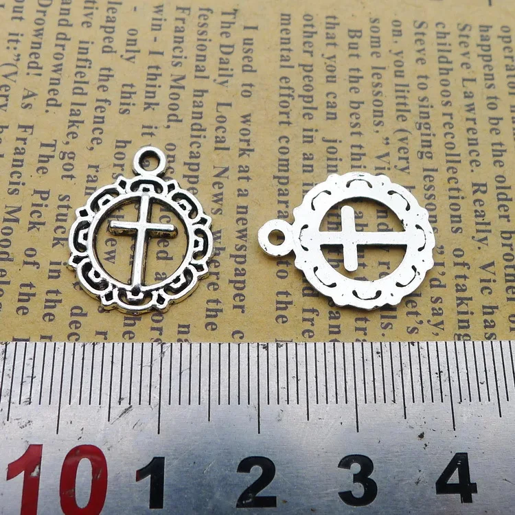 20pcs/Lot 16x20mm Antique Silver Color Hollow Cross Charms Pendant For Jewelry Making DIY Jewelry Findings