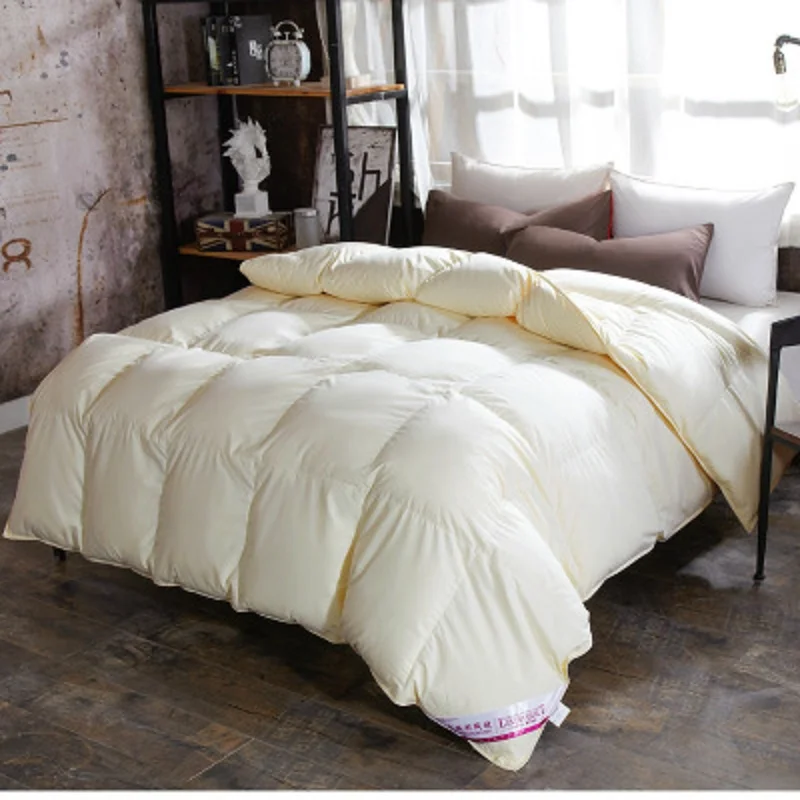 100% Goose Down Duvet Comforter Quilted Perfect Comfort Double Single Size Winter Thick Blanket Solid Color Bedclothes