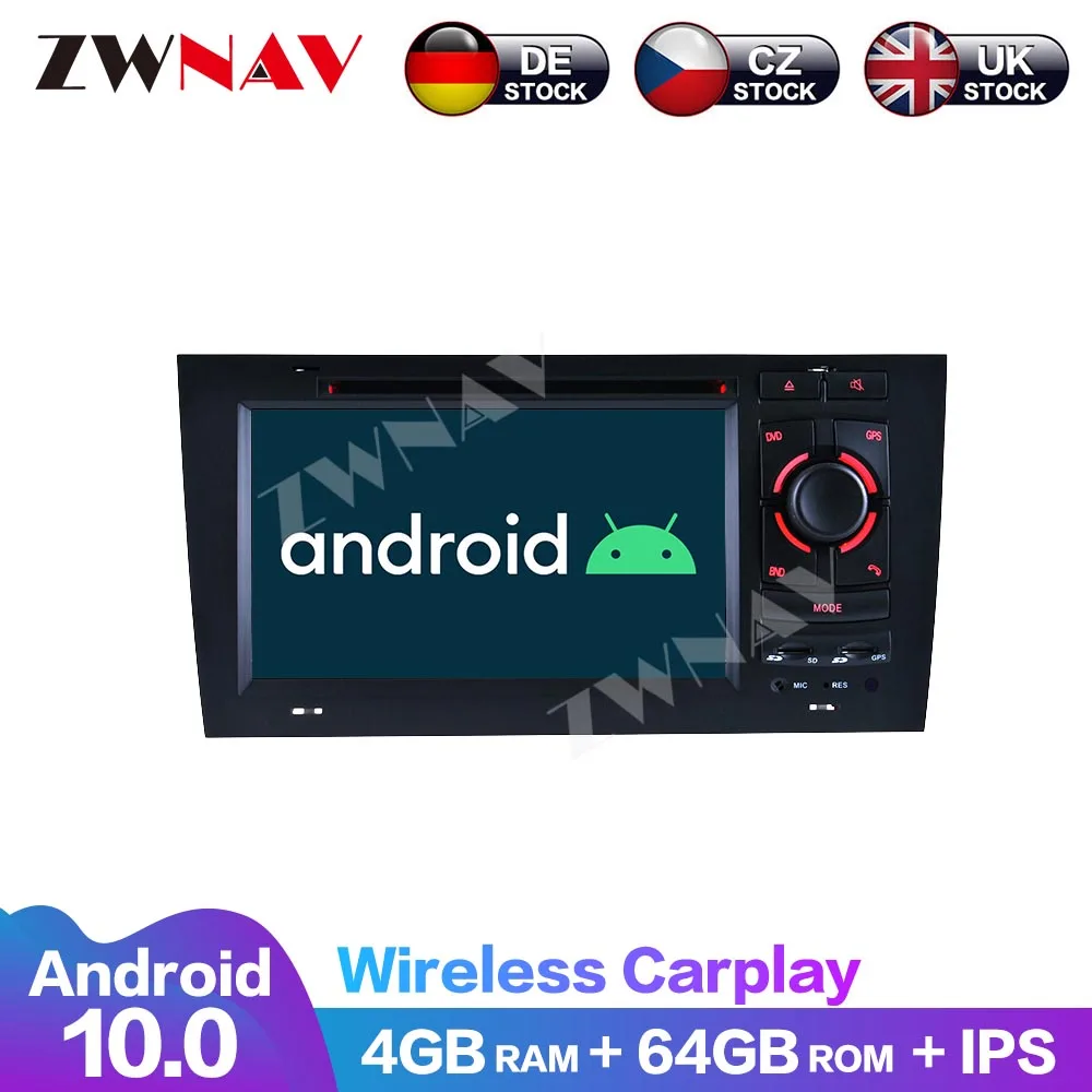 Touch Screen Android 10 4+64G 8 Core Carplay DSP For Audi A6 1997-2004 Car Multimedia Player GPS Navigation DVD Player