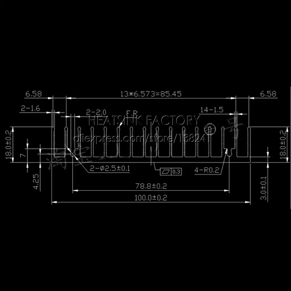 Imagem -05 - Dissipador de Alumínio Preto Grande Dissipador de Calor de Alumínio Radiador Refrigerador 200x100x18 mm 1pc