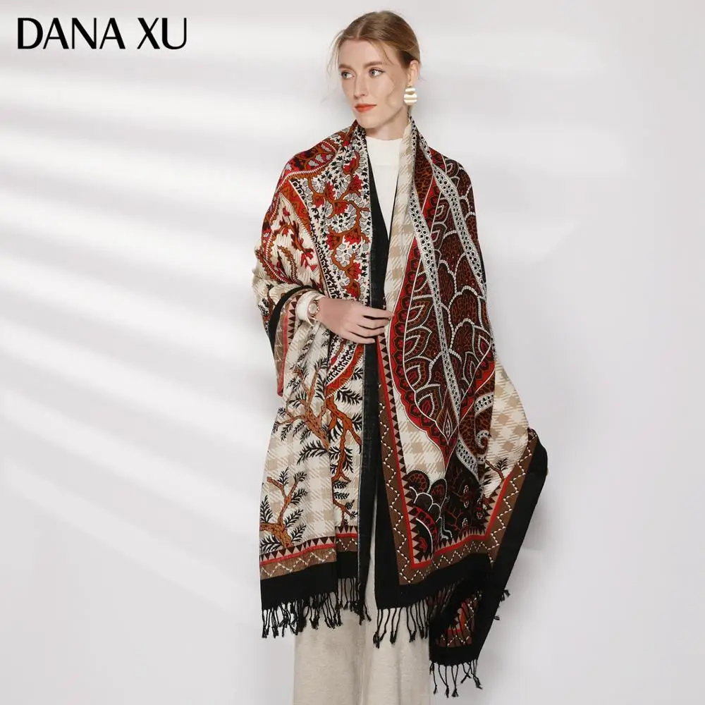 Fashion Winter Scarf For Women Cashmere Warm Plaid Pashmina Scarf Luxury Brand Blanket Wraps Female Scarves And Shawls 2020