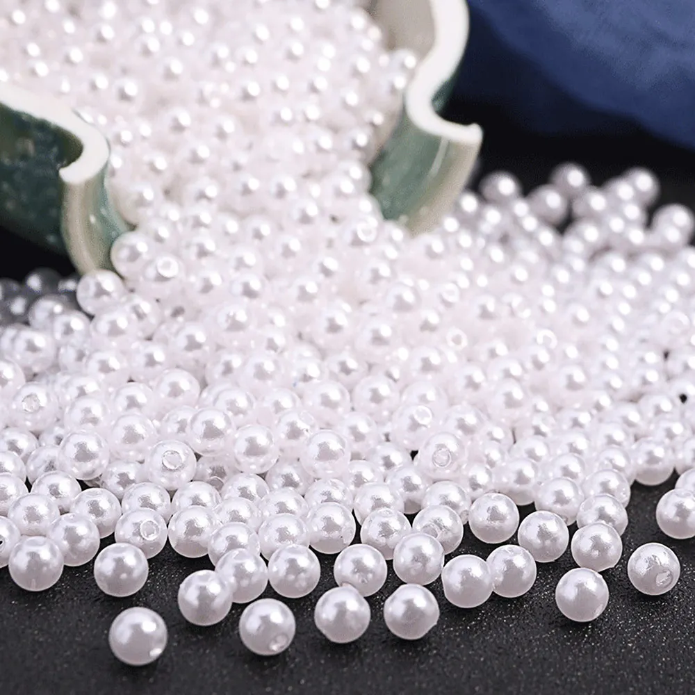 10-1000Pcs Imitation Pearls Beads Loose Spacer Beads 4/6/8/10/12/14/16mm Beige White Round Pearls Beads For Craft Jewelry Making