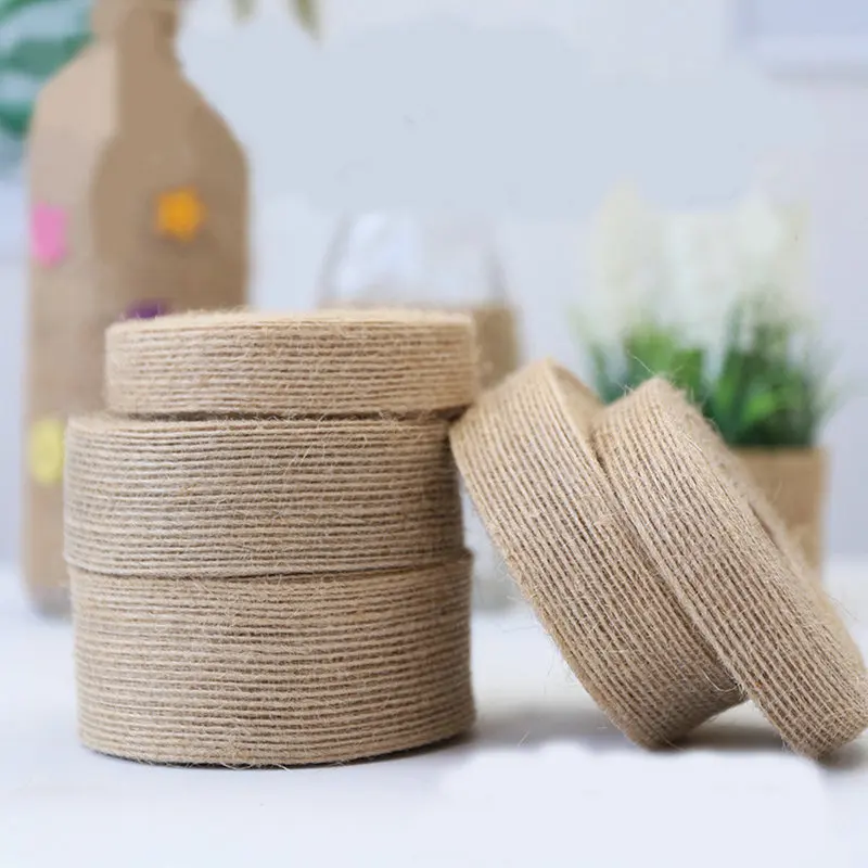 10m/Lot Natural Jute Burlap Ribbon Diy Wedding Ribbon Decoration Accessories 1cm 2cm 2.5cm 3.8cm Festival Supplies Party Crafts