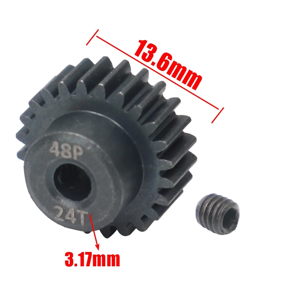 48p 3,175mm 16t 17t 18t 19t 20t 22t 24t 25t Schwarz Stahl Metall Ritzel motor Getriebe Für 1/10 Axial Scx10 Rc Modell Auto Motor Teile – Detail 11