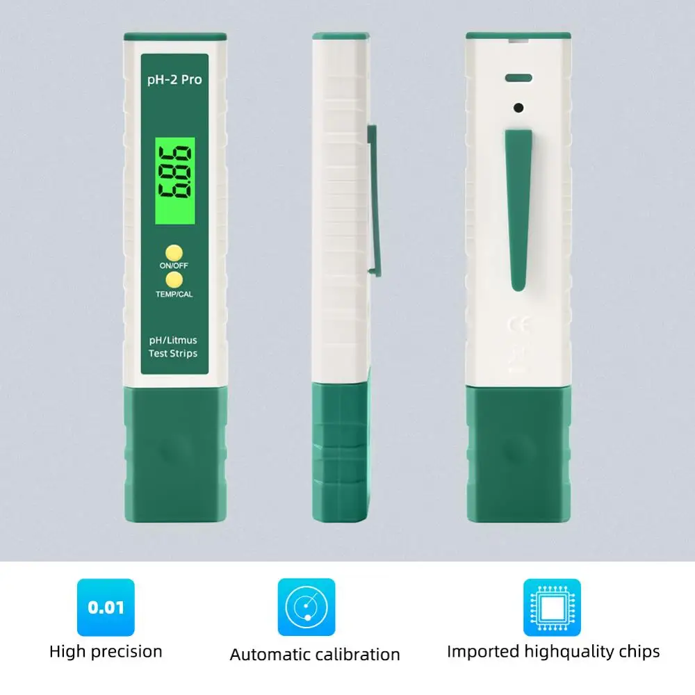 yieryi Digital PH Meter PH Tester Pen Litmus Tester 0.01 PH High Accuracy Water Quality Tester with ATC PH Test Strips Function