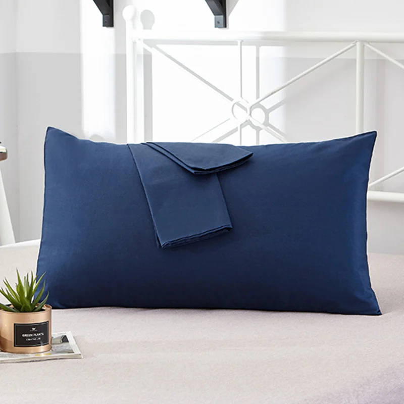 1pc 100% Cotton Solid Color Pillow Cover 50*70cm Rectangular Pink/Blue/Grey Pillowcase Bedding Pillow Case