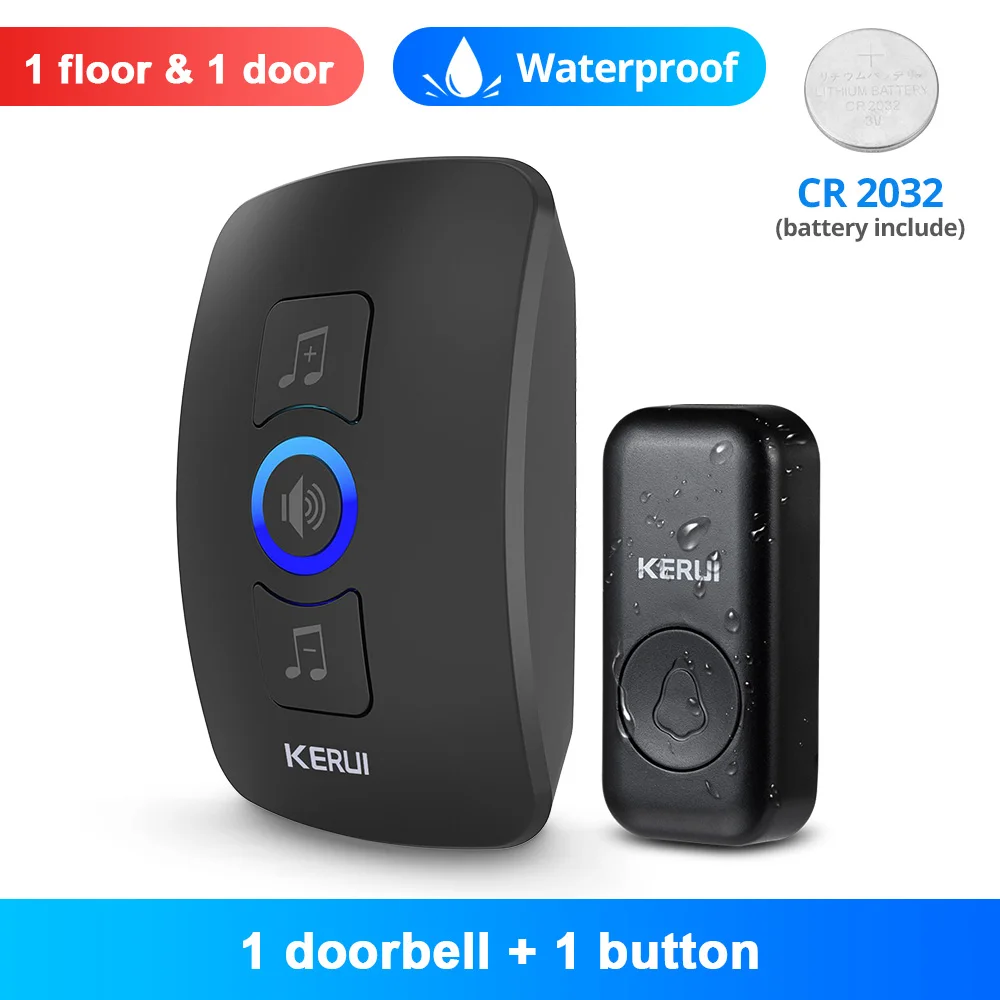 KERUI M525 Outdoor Drahtlose Türklingel Wasserdicht Smart Home Türklingel Kit LED-Blitz Sicherheit Alarm Willkommen Haus Melodien