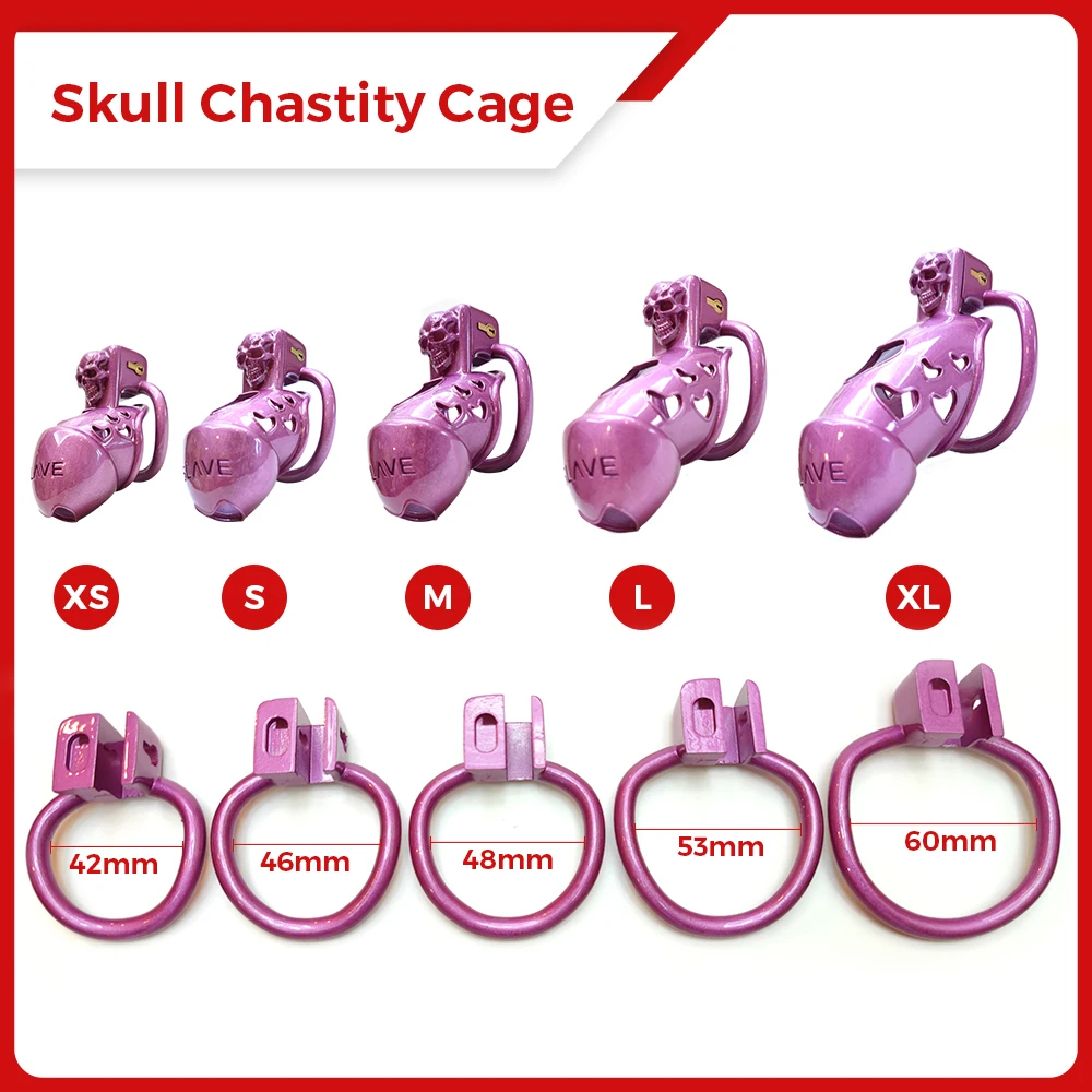 New Purple Skull Cock Cage Slave Chastity Cage BDSM Male Sex Shop Penis Ring Lock Male Erotic Gay Ladyboy 18+ Sex Toy for Men