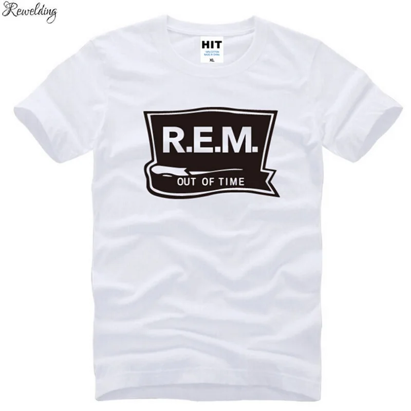 New Summer R.E.M. Men's T -shirts Fashion Rapid Eye Movement Rock Male T shirt Out of Time Short Sleeve O-neck Hip hop Tops Tees