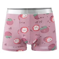 3XL Large Size Summer Ice Silk traspirante Fashion Yong Man Fruit Print boxer sottile vita media elasticità biancheria intima del fumetto