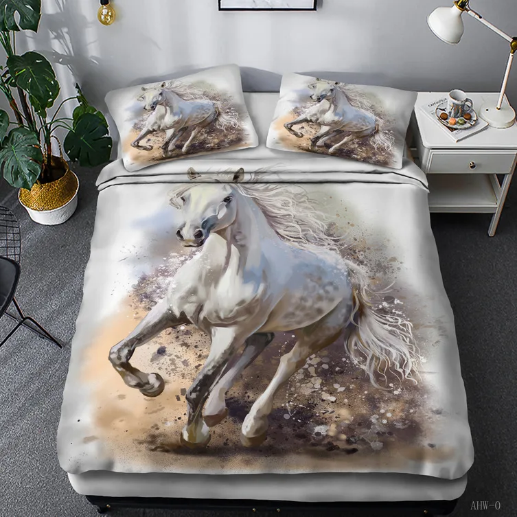 3D Animal Horse bedding Set Printed Duvet Cover Set for Adults Bed Cover with Pillowcases  2/3pcs No Comforter Home Textiles