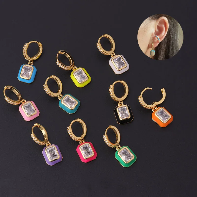 1PC Stainless Steel Square Shape Cartilage Earrings for Women Men Hoop Earring Ear Clip Helix Piercing Jewelry