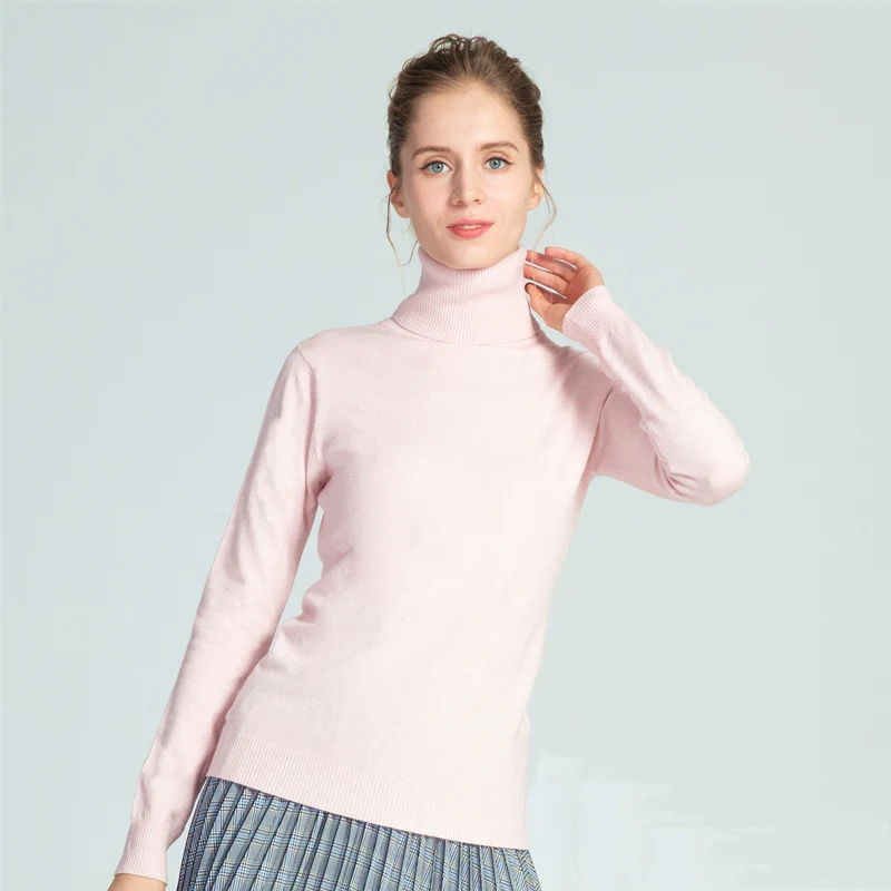 Marwin 2019 New-Coming Autumn Winter Solid Casual Turn-down Collar Pullovers Female Thick Turtleneck Knitted Women Sweater