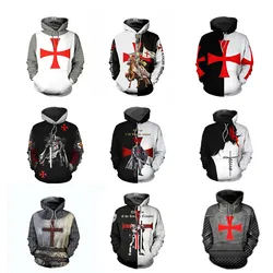 Sudadera con capucha y estampado Digital 3D de Caballeros Templarios, ropa para parte superior masculina, unisex