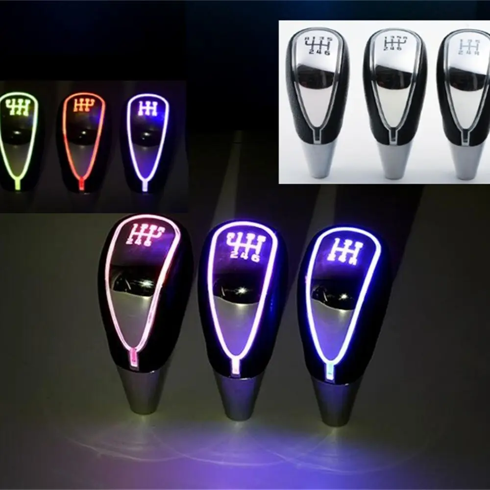 

7 Colors Changes Activated Car Gear Shift Knob 5 6 Speed Car LED Gear Handball Knob Light Cigarette Lighter Charger Knobs