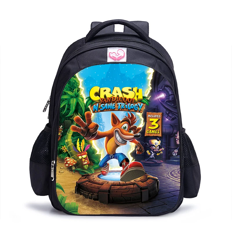 

16 Inch Game Crash Bandicoot Backpack Kids Boys Girls School Shoulder Bags Daily Bags Teenager Student College Mochila