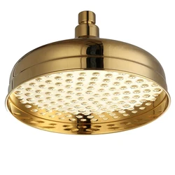 Luxury Gold Color Brass Shower Head 8 inch Bathroom Round Rainfall Shower Head