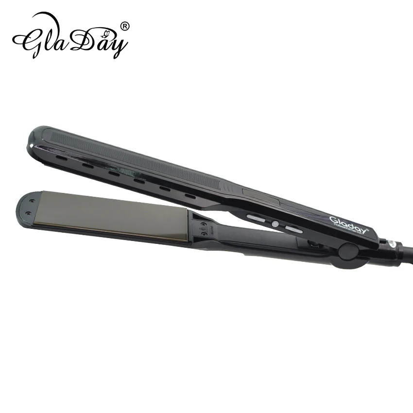 LCD display hair flat iron hair straightener with wide titanium plates fast heat up to 230 degree titanium straightening irons