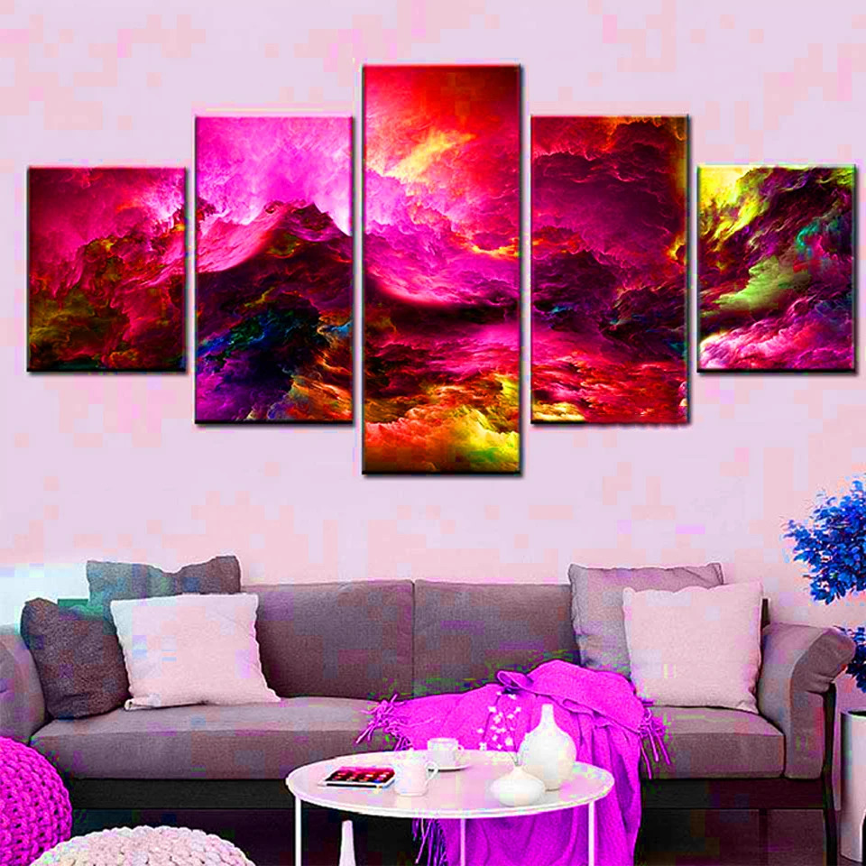 

Full Square Round Drill Diamond Painting 5 Piece Colorful Clouds Landscape Diamond Embroidery Mosaic A2302
