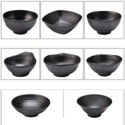 Matte Black Imitation Porcelain Small Bowl Restaurant Seasoning Melamine Tableware Commercial Anti-fall Soup Rice Noodle Bowl