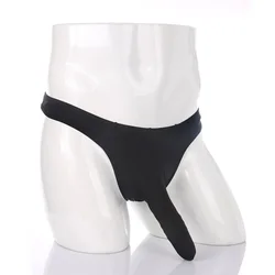 Tanga masculina de costas longas com estampa de elefante, roupa de baixo com tanga para homens, bolsa para pênis aberta, moda masculina penties