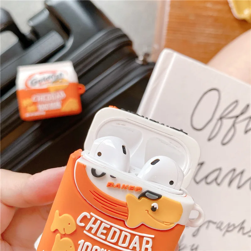 Cute Cheese fish Cheddar kid family case for AirPods 1 2 pro charge box soft silicone Wireless bluetooth earphone protect cover