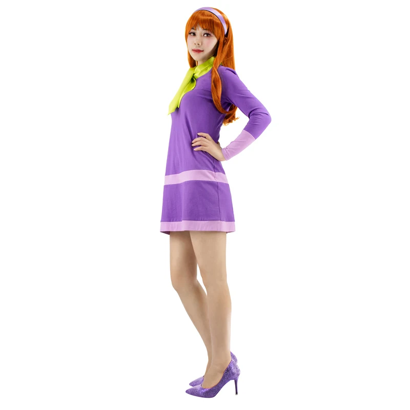 Dazcos Daphne Cosplay Kostuum Daphne Paarse Jurk Vrouwen Halloween Carnaval Party Uniform Set