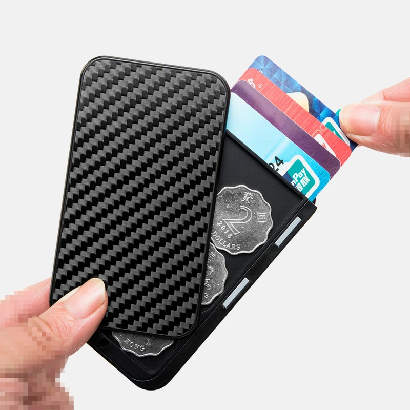 New-Bring Card Holder ID Card Holder Case Men Purse Carbon Fiber Minimalist Rfid Wallet for Credit Cards Bank Business