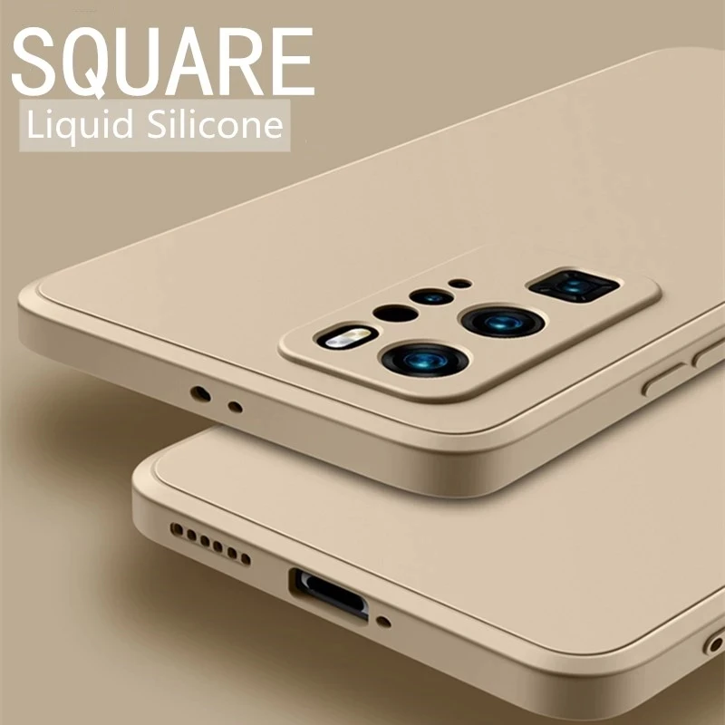 Custodia quadrata in Silicone liquido per Huawei Honor 60 50 20 30 Pro 8X 9X 9 10 Lite 10i 20i V10 V30 V20 V40 Play Cover morbida in TPU Coque