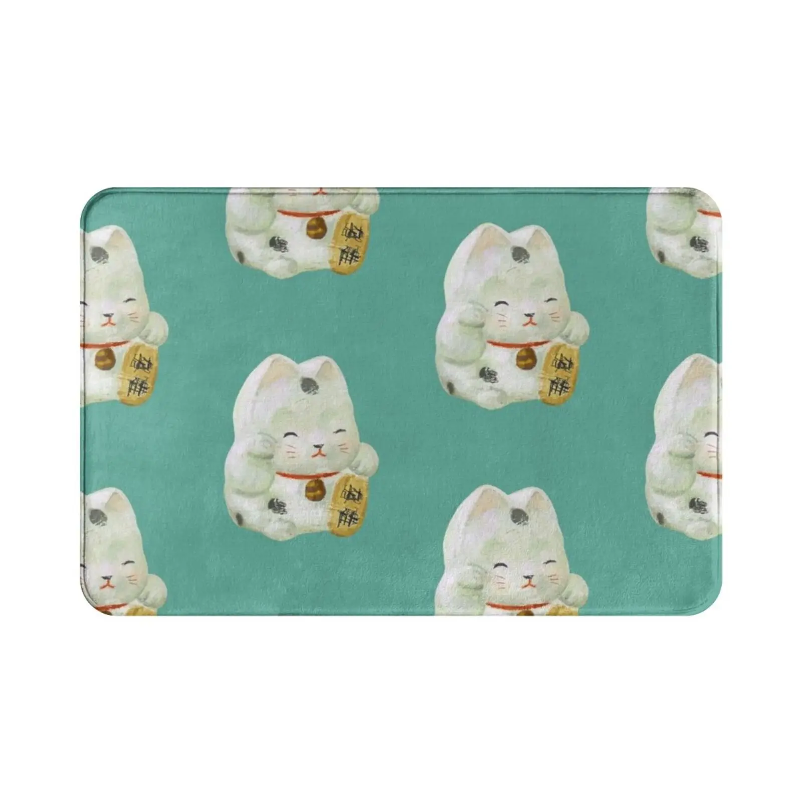 Maneki Neko , Lucky Charm Cat Japanese Asian Carpet Mat Rug Cushion Soft Non-Slip Maneki Neko Neko Cat Cute Kitty Japanese