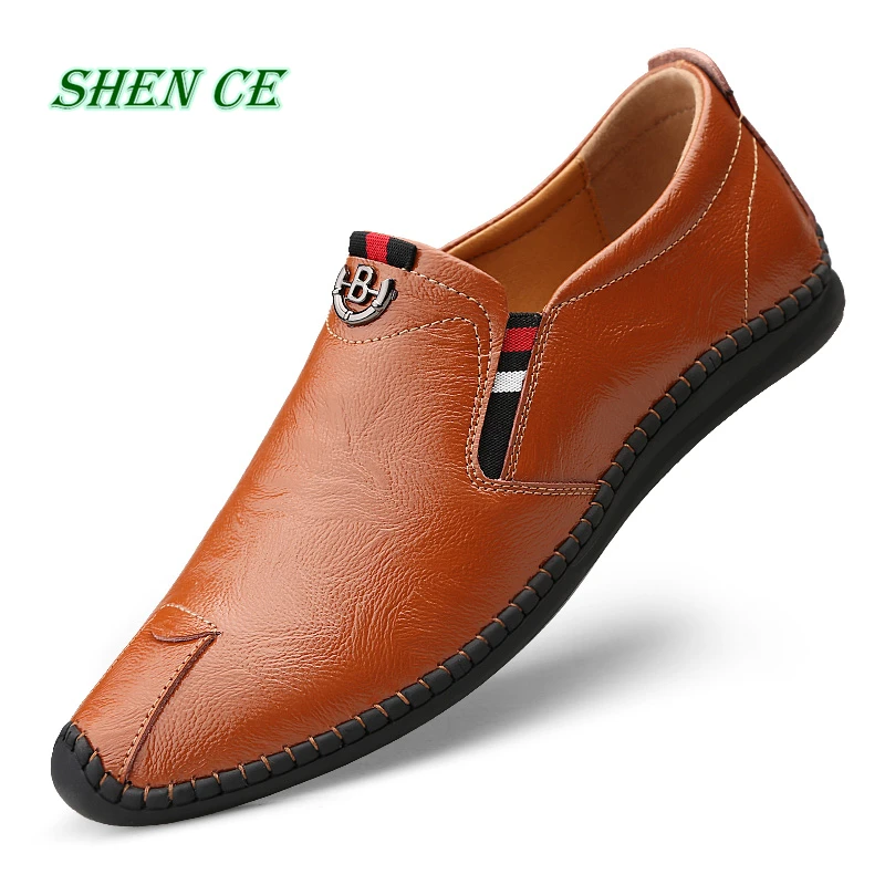 

2020 Fashion Men Shoes Classic Luxury Men Leather Shoes Comfortable Casual Shoes for Men Loafers Slip on Brown Summer Big Size