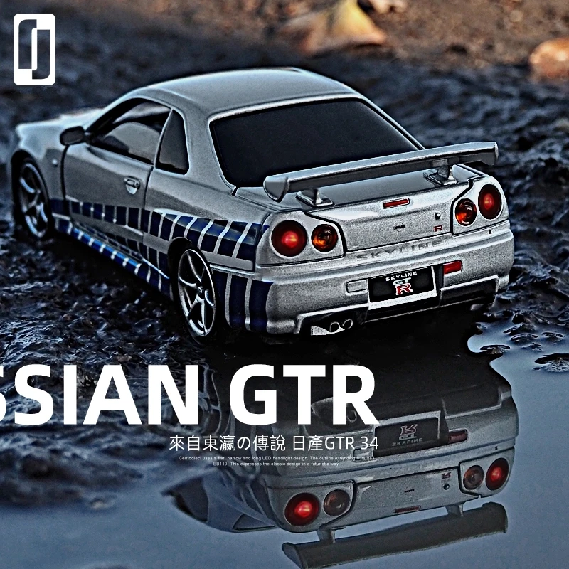 1:32 NISSAN GTR R34 Alloy Sport Car Model Diecasts & Toy Vehicles Toy Model Car Metal Collection High Simulation Childrens Gift