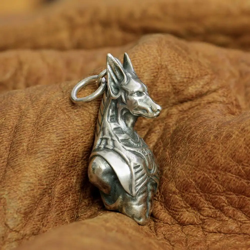 925 Sterling Silver Anubis Pendant Mens Biker Punk Death Pendant TA243