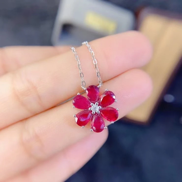 KJJEAXCMY fine jewelry 925 Sterling Silver natural ruby bird girl's Pendant Necklace Halloween Christmas New year Birthday Gift
