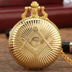 Luxus Gold Freimaurerei Freimaurer G Logo Thema Quarz Taschenuhr Standard Runde Zifferblatt Halskette Tasche Souvenir Schmuck Uhr Geschenk