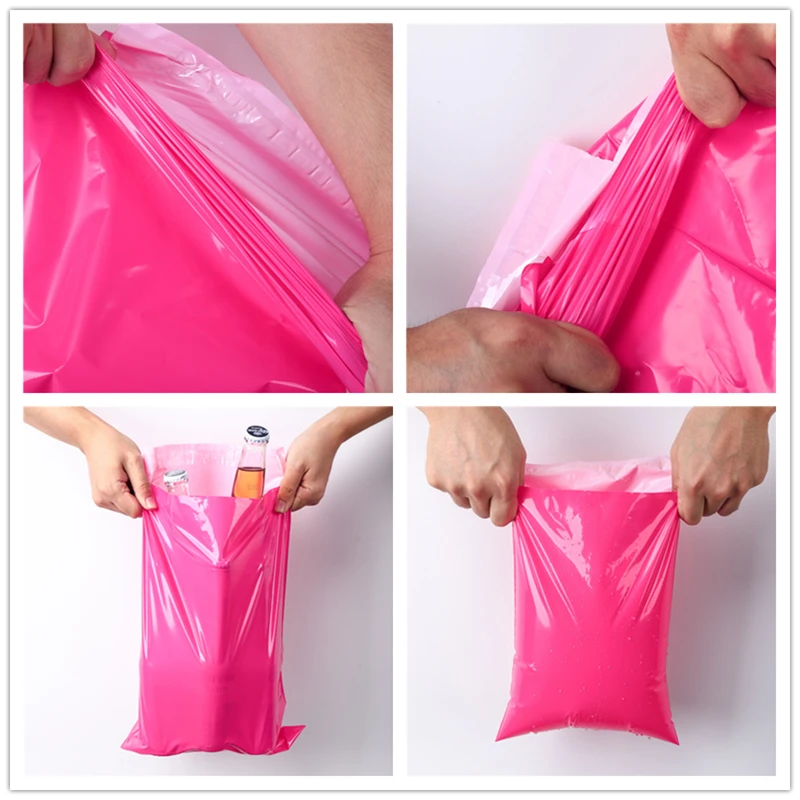 50Pcs print Courier Bags Pink Self-Seal Adhesive Storage Bag Plastic Poly Envelope Mailer Postal Mailing Bags Customizing logo