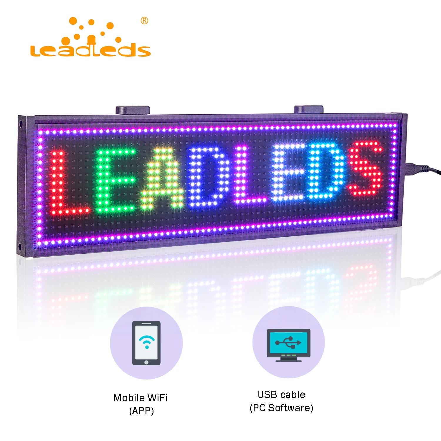 

P5MM Car Led Sign RGB WiFi or By PC Programmable Scrolling Message Nylon Straps LED Display For Car Window with Sucker Cups 34CM