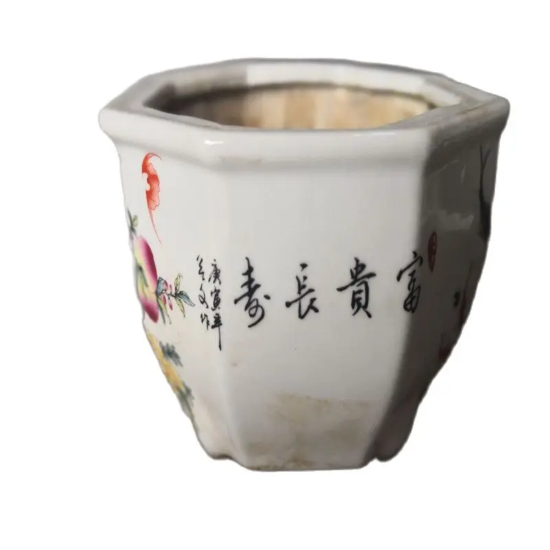 Chinese Old Porcelain Painting Flowerpot Goldfish pattern